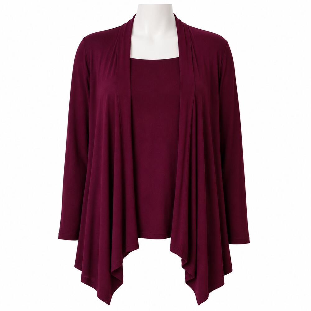 Croft & Barrow Wine Overlay Cardigan Top – Size 3X